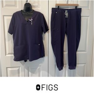 Figs scrubs set top and joggers in Purple Shadow size XL